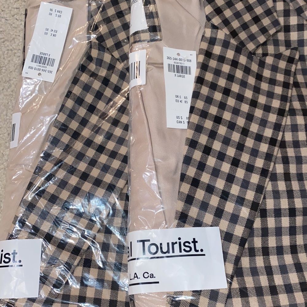 NWT - Social Tourist Unisex Oversized Topcoat Blazer (Black Plaid / XL) - Picture 2 of 6